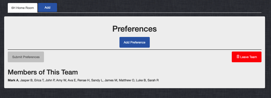 student preference form screenshot 1