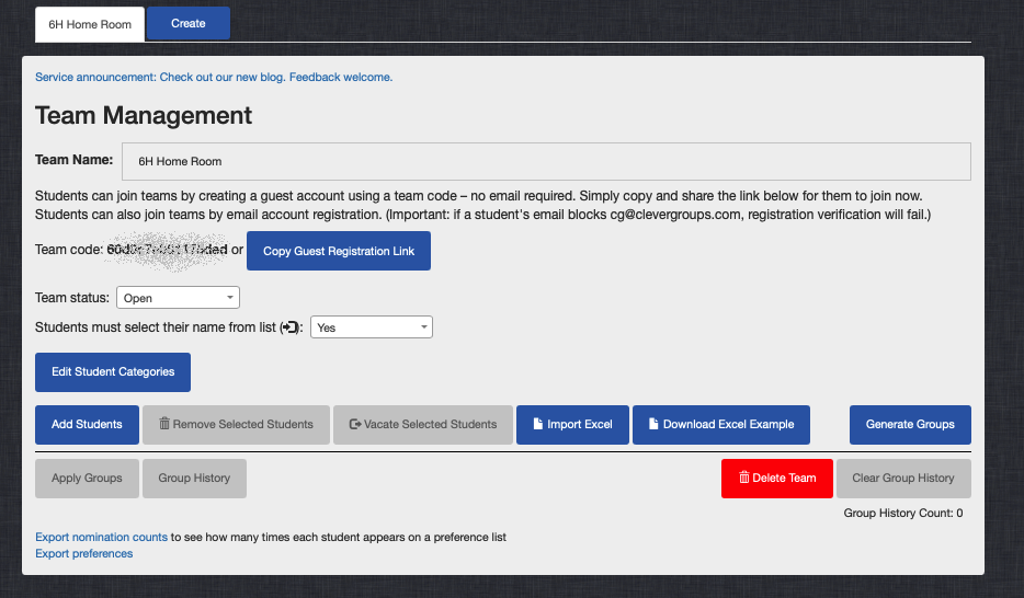 Team Management Screenshot 1